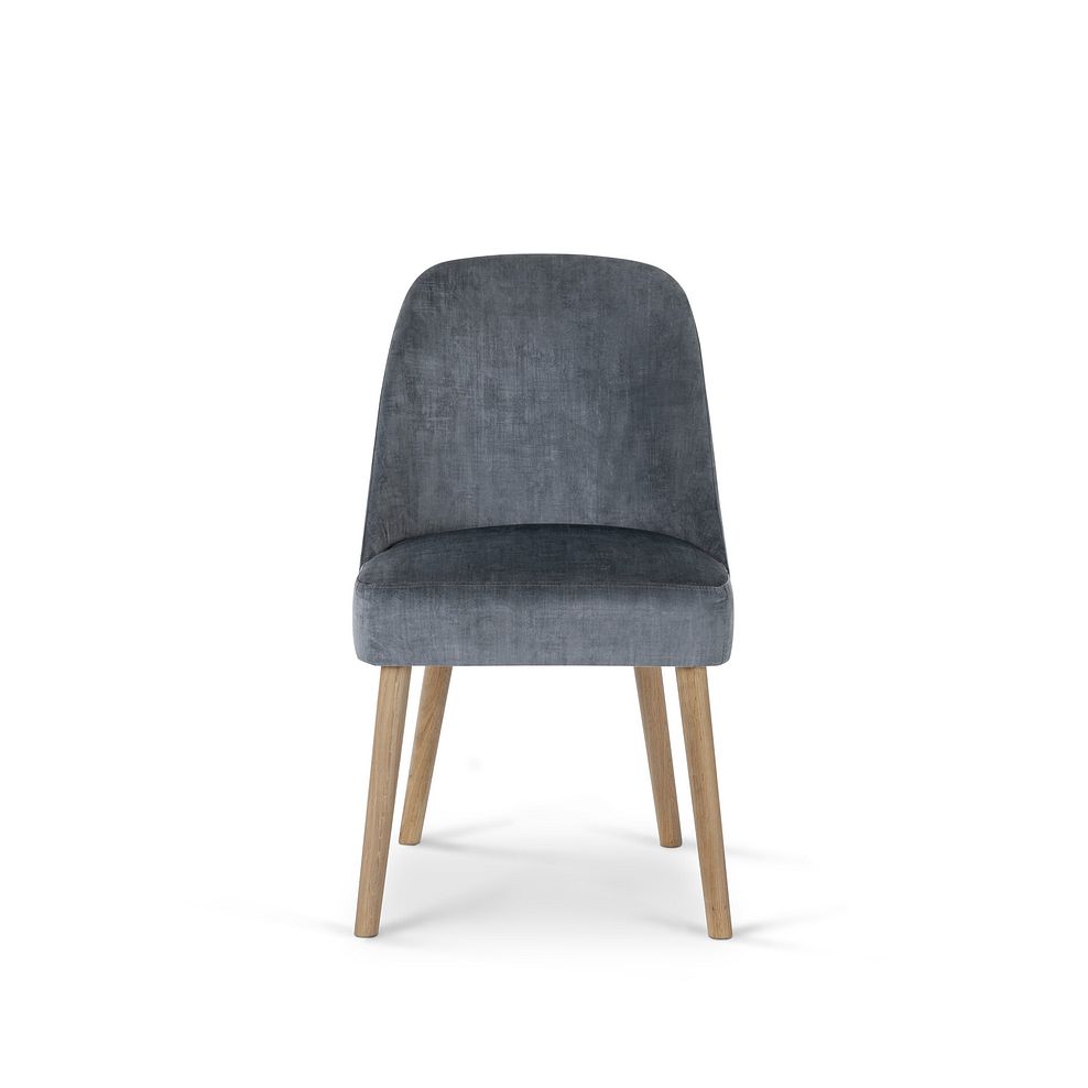 Bette Upholstered Chair with Oak Legs in Heritage Granite Velvet 2