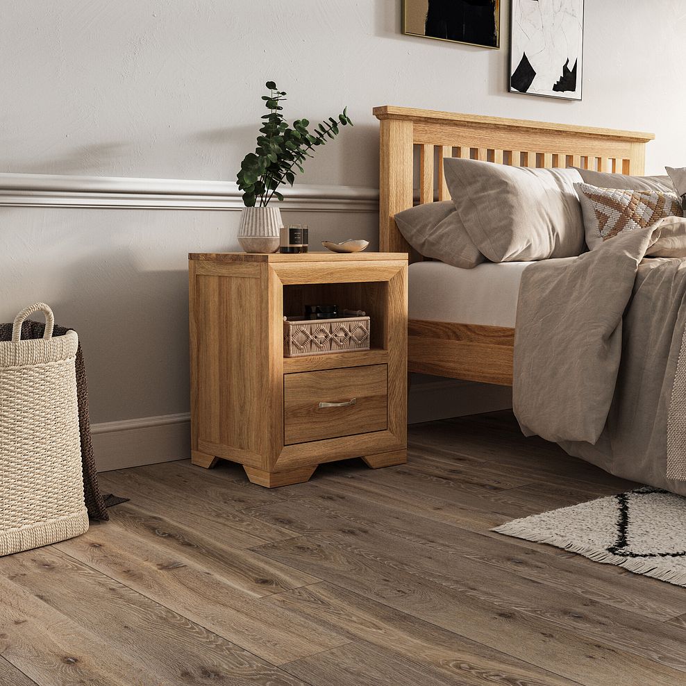 Bevel Natural Solid Oak Bedside Table 2
