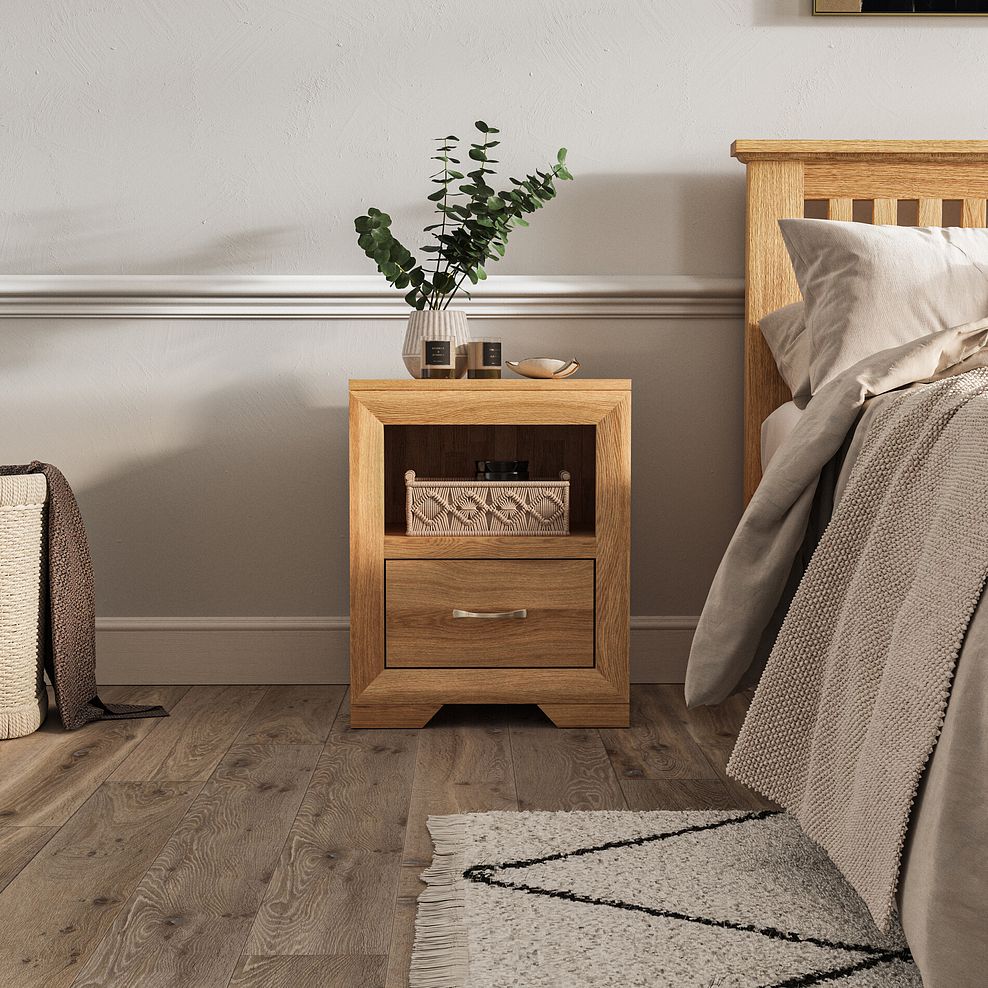 Bevel Natural Solid Oak Bedside Table 1