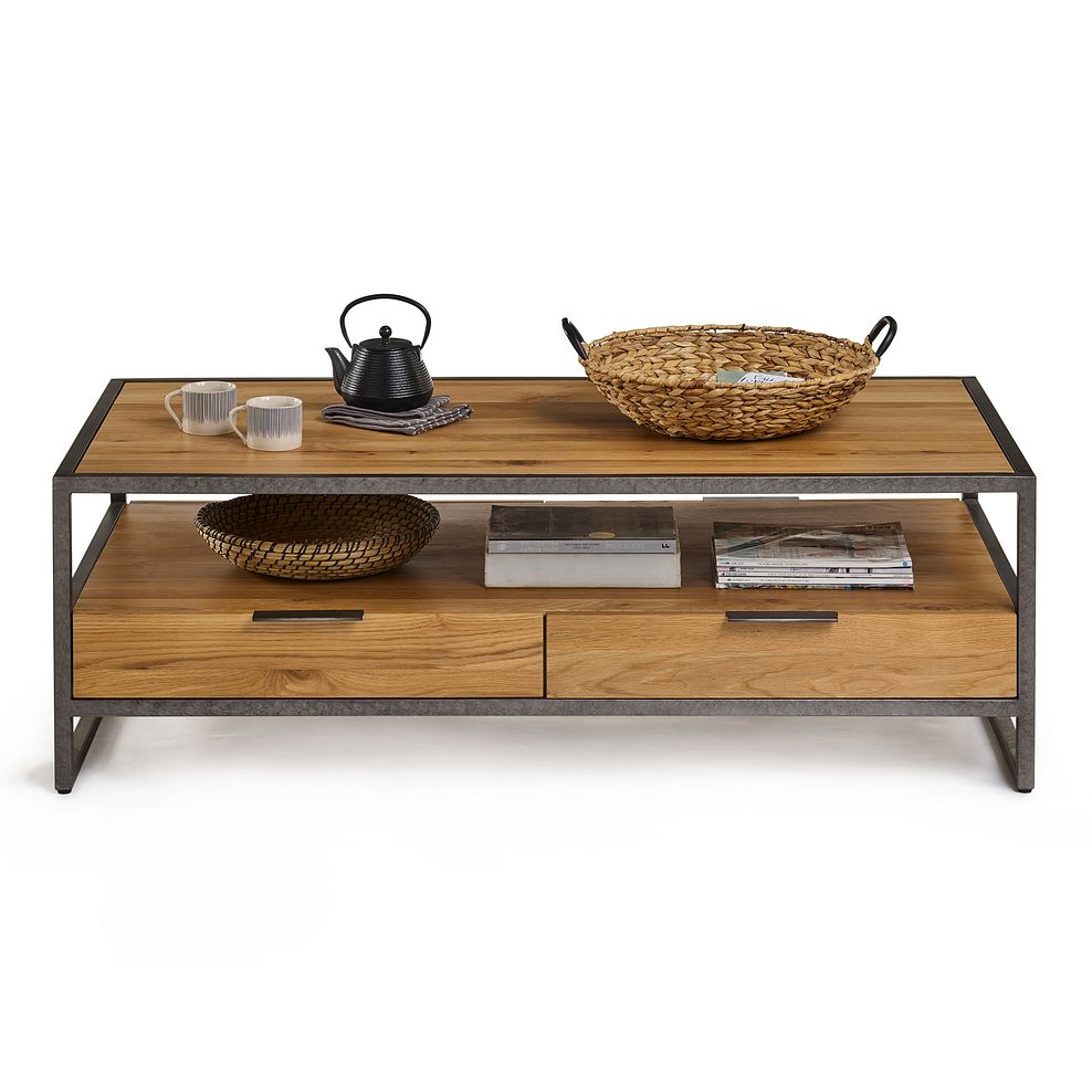 Brooklyn Natural Solid Oak and Metal Coffee Table Thumbnail 4