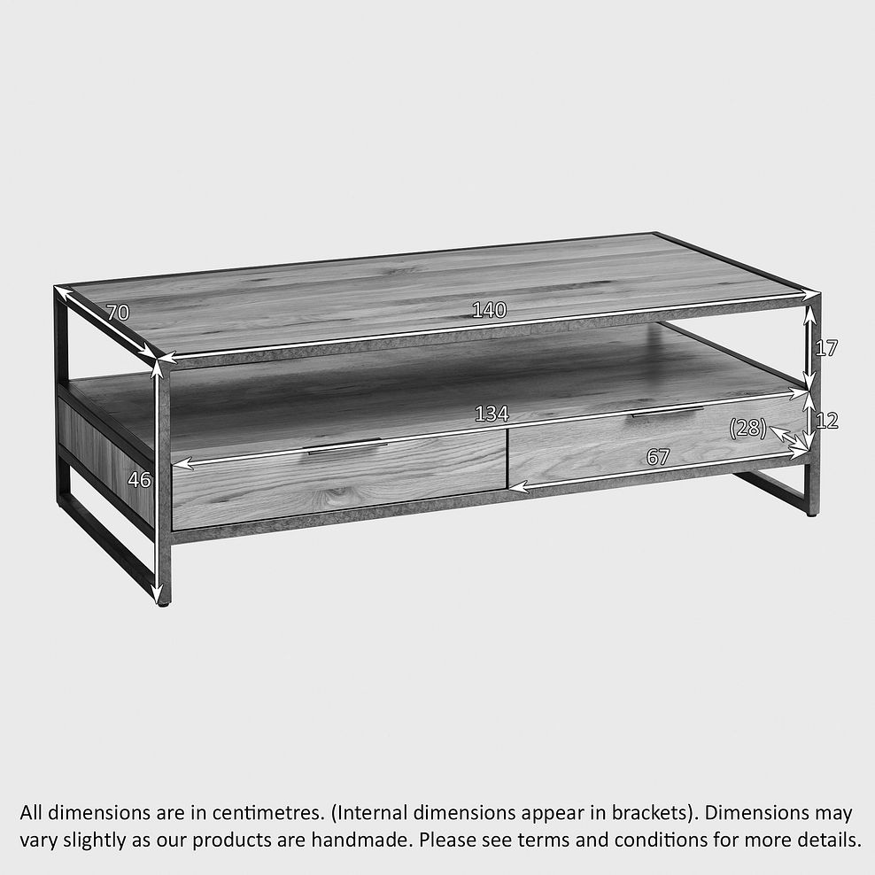 Brooklyn Natural Solid Oak and Metal Coffee Table Thumbnail 5