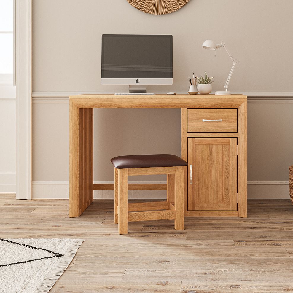 Bevel Natural Solid Oak Computer Desk 1
