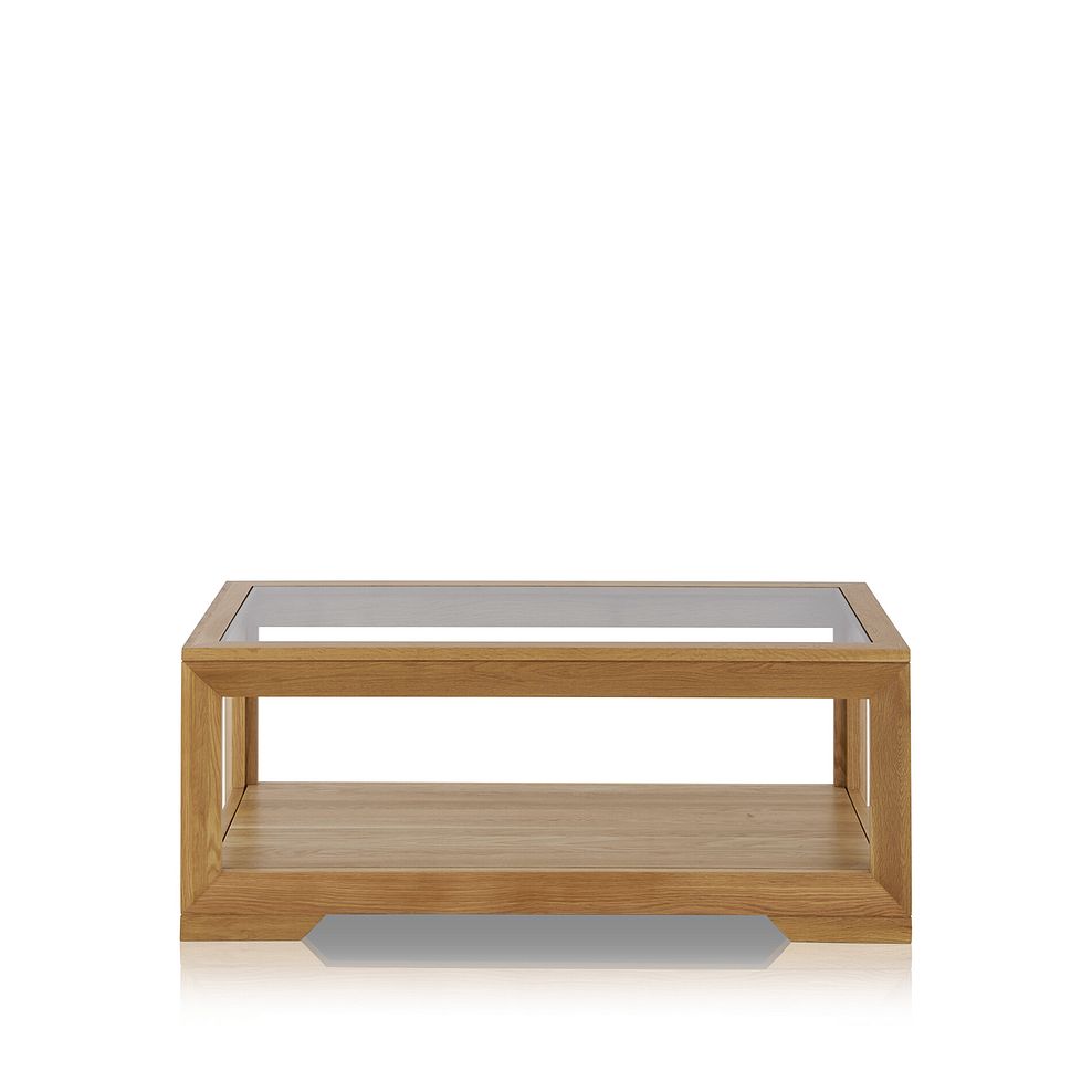 Bevel Natural Solid Oak Glass Topped Coffee Table 4
