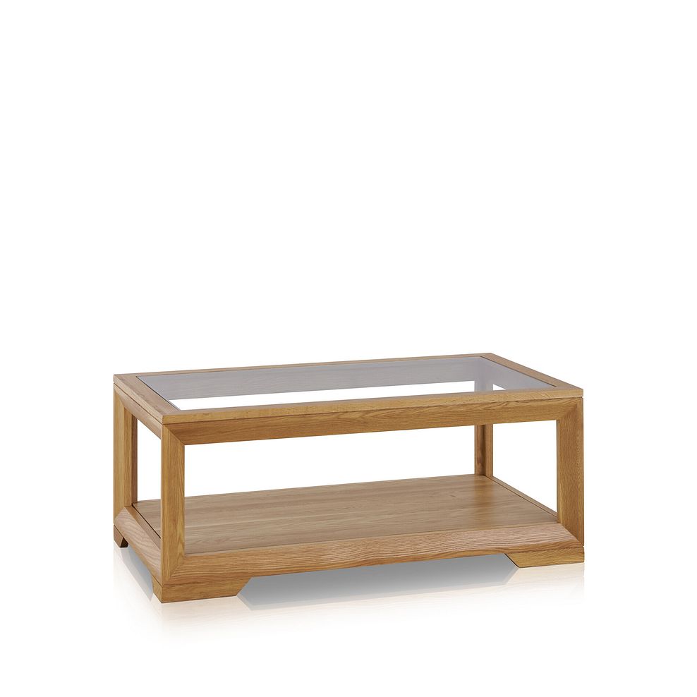 Bevel Natural Solid Oak Glass Topped Coffee Table 3