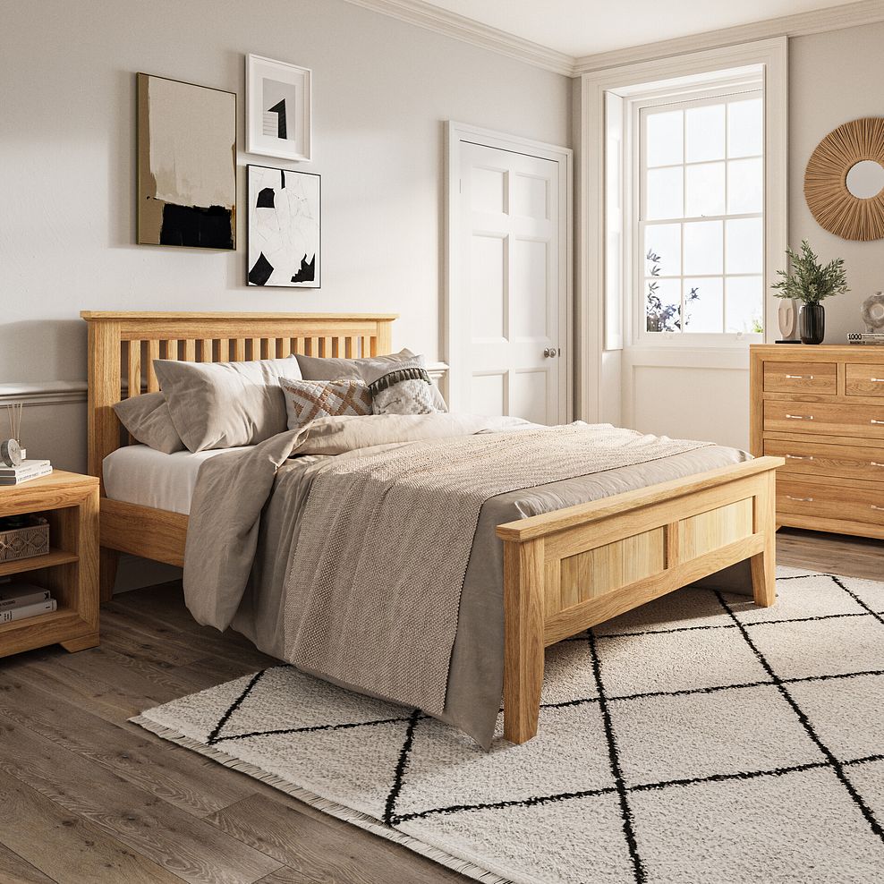 Bevel Natural Solid Oak 5ft King-Size Bed 2