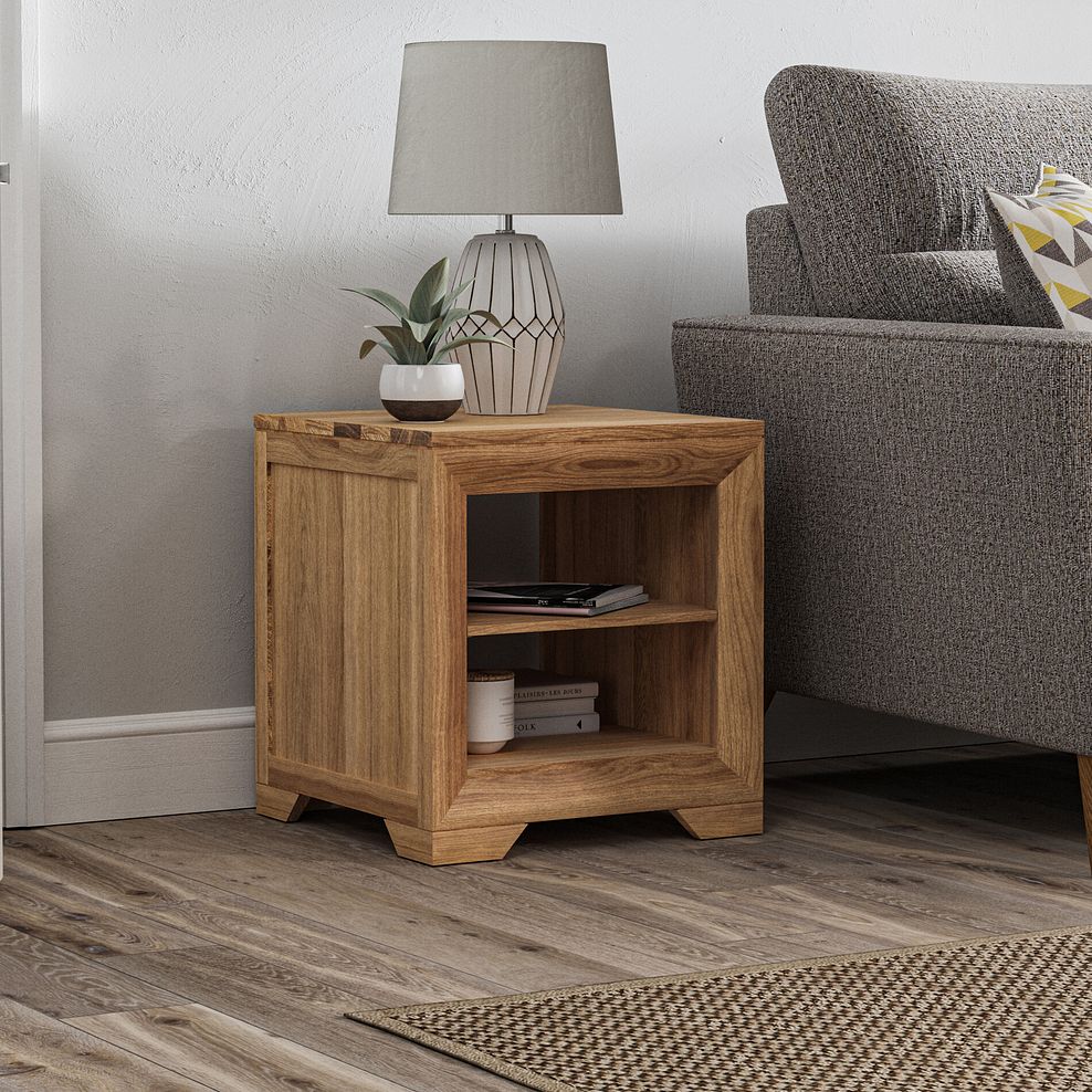 Bevel Natural Solid Oak Lamp Table 2