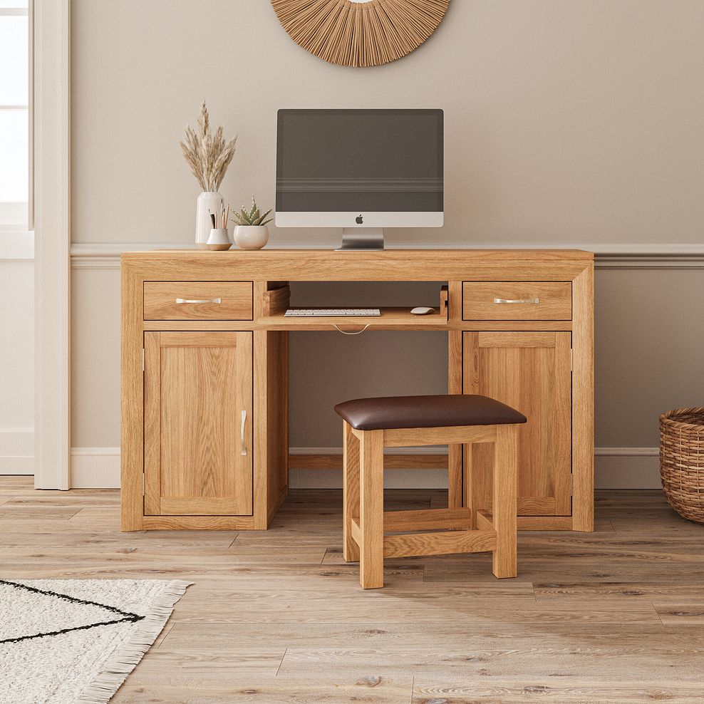 Bevel Natural Solid Oak Large Computer Desk 1