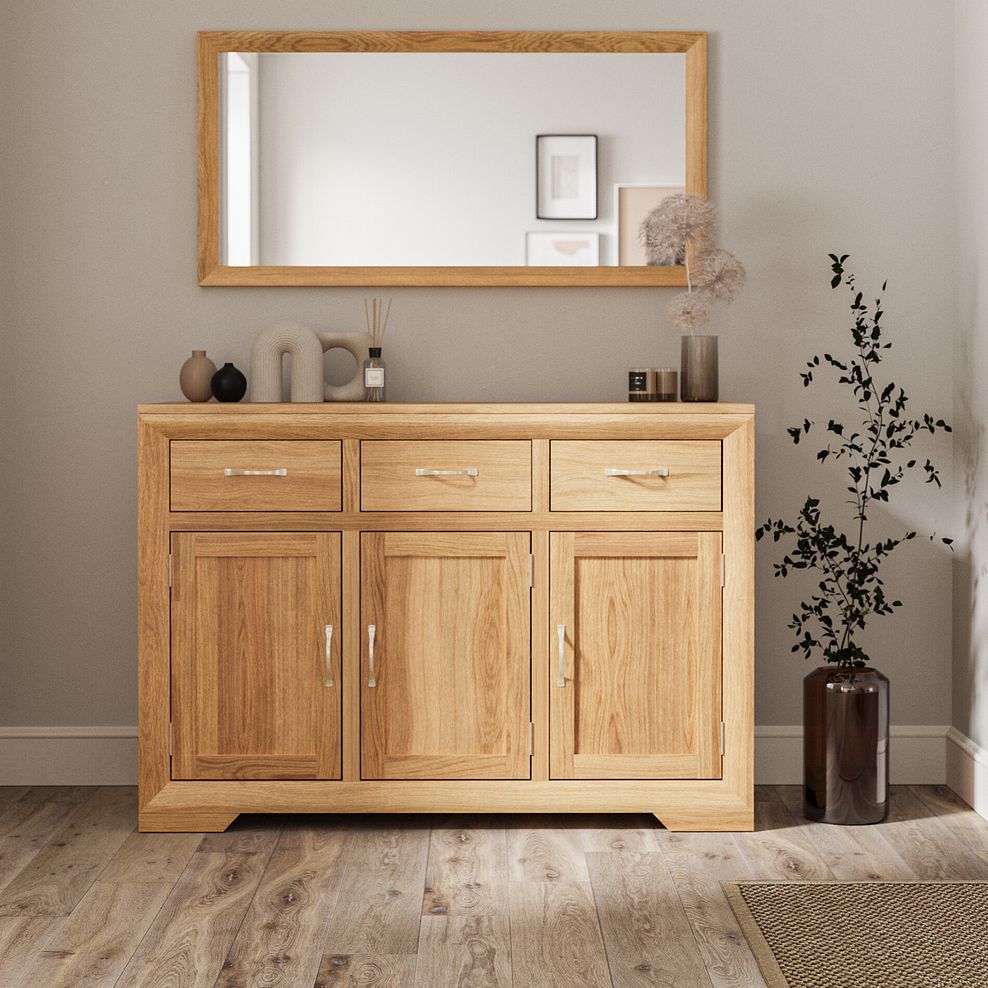 Bevel Natural Solid Oak Large Sideboard 1