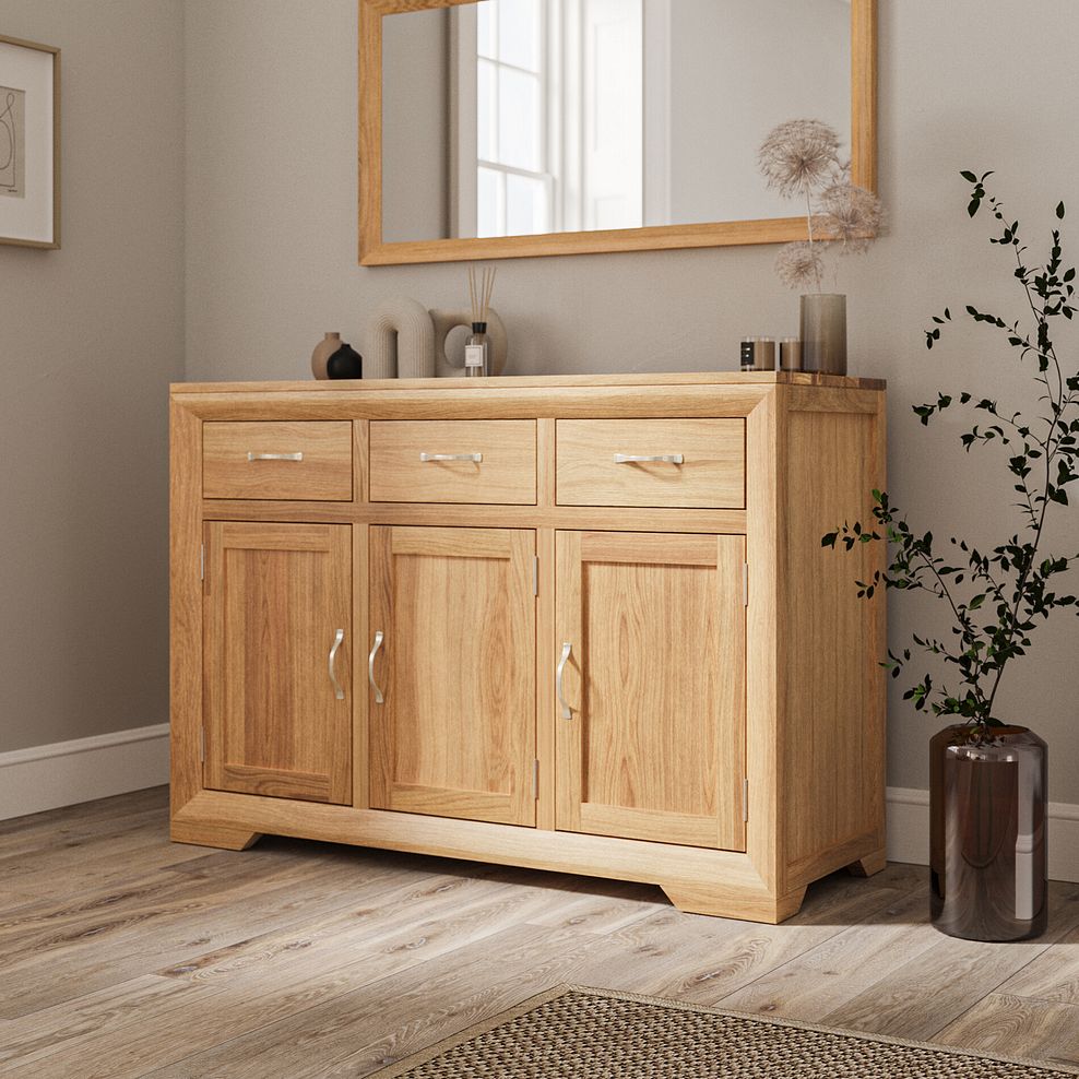 Bevel Natural Solid Oak Large Sideboard 2