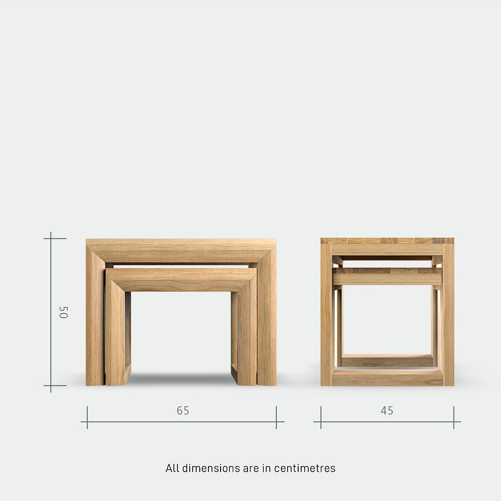 Bevel Natural Solid Oak Nest of Tables 8
