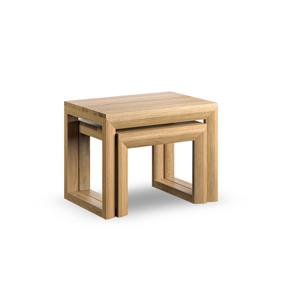 Bevel Natural Solid Oak Nest of Tables 4