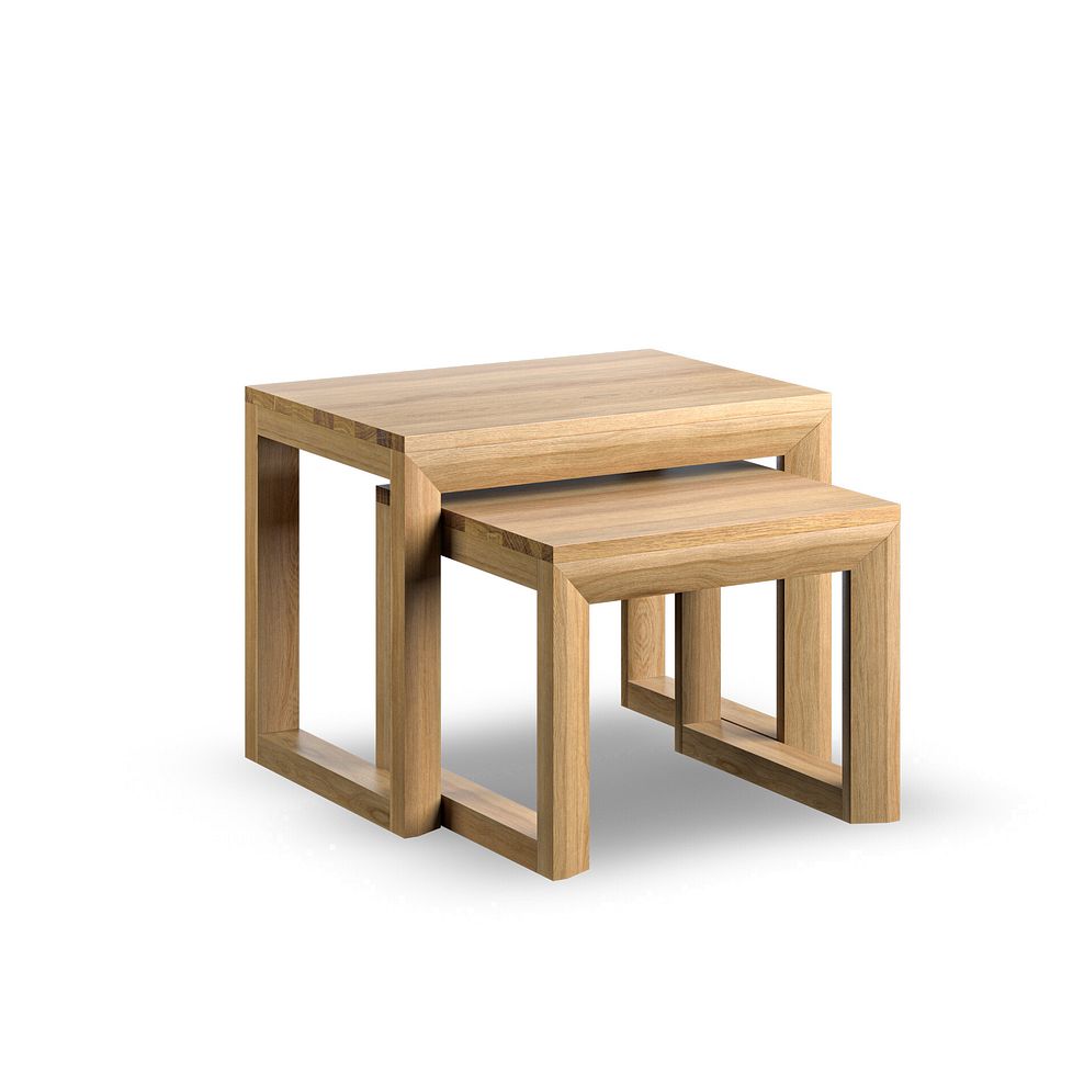 Bevel Natural Solid Oak Nest of Tables 3