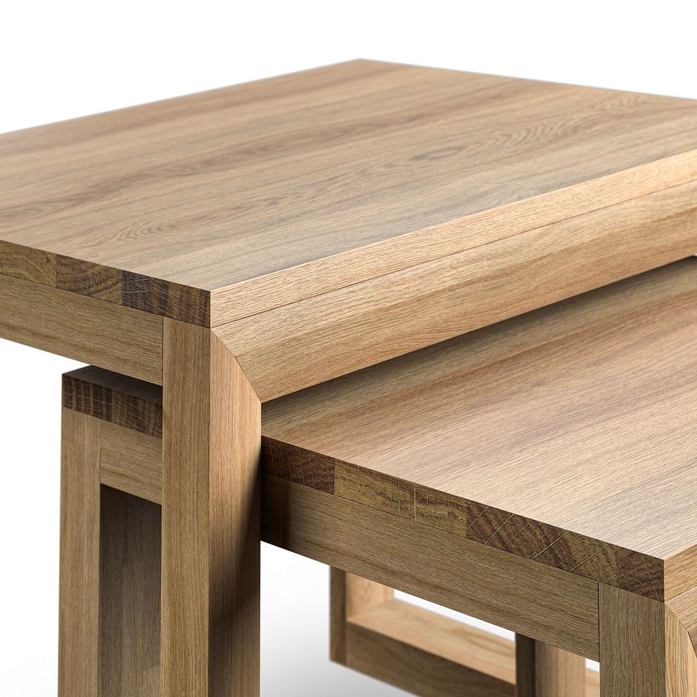 Bevel Natural Solid Oak Nest of Tables 7