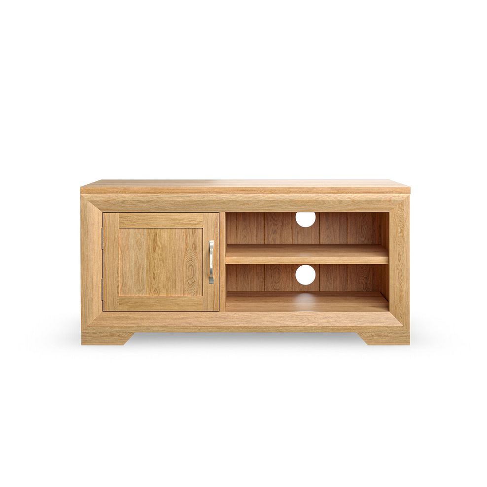 Bevel Natural Solid Oak Small TV Cabinet 5