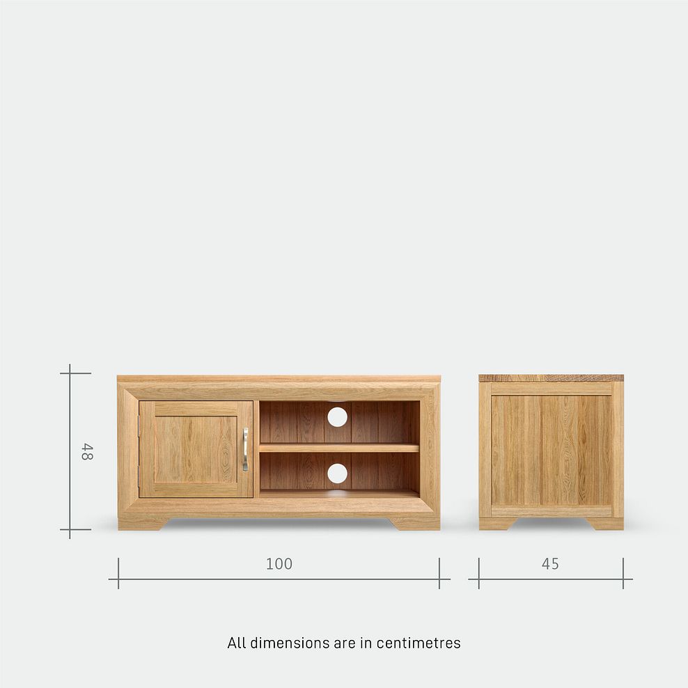 Bevel Natural Solid Oak Small TV Cabinet 8