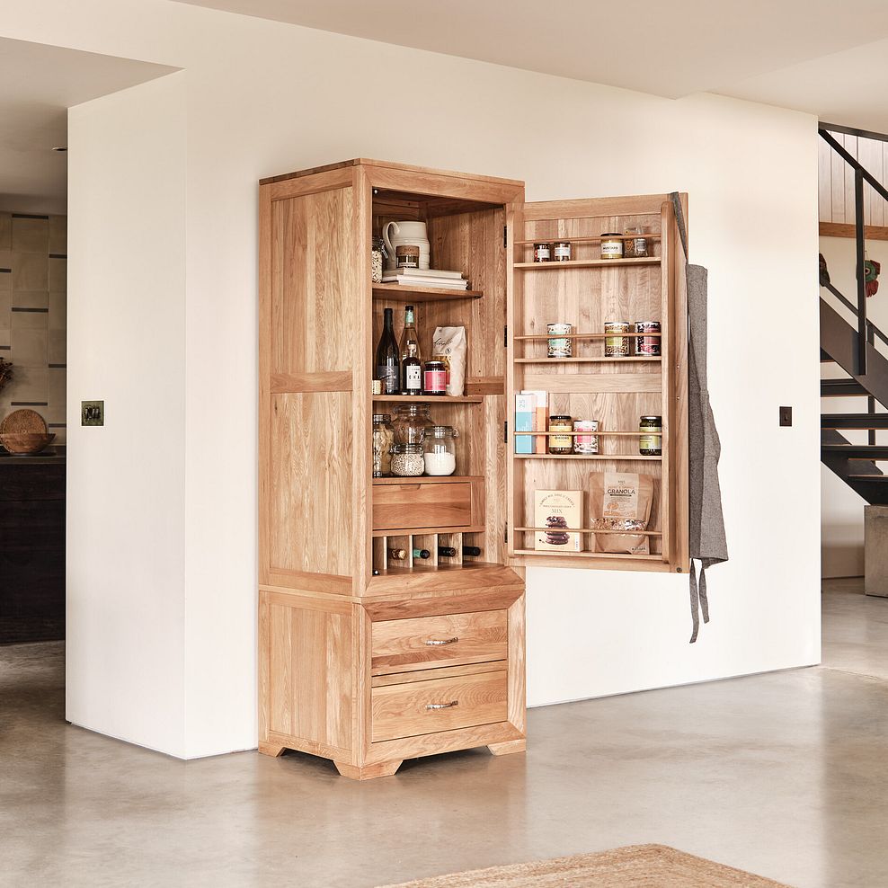 Bevel Natural Solid Oak Slim Larder 2