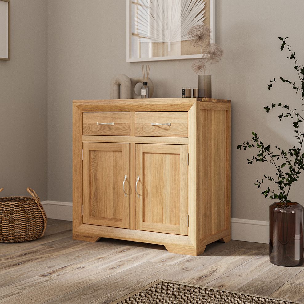 Bevel Natural Solid Oak Small Sideboard 2