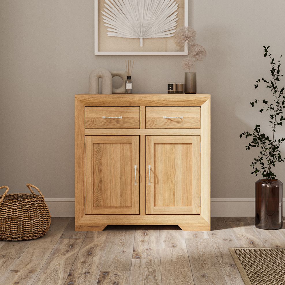 Bevel Natural Solid Oak Small Sideboard 1
