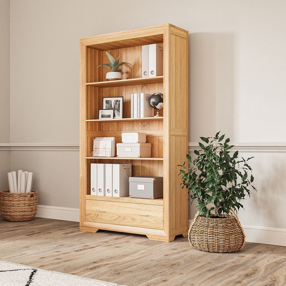 Bevel Natural Solid Oak Tall Bookcase 2