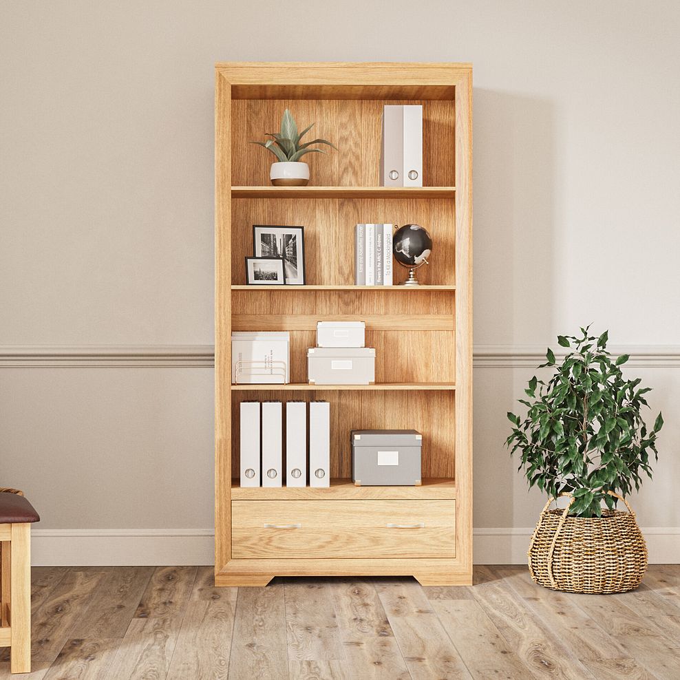 Bevel Natural Solid Oak Tall Bookcase 1