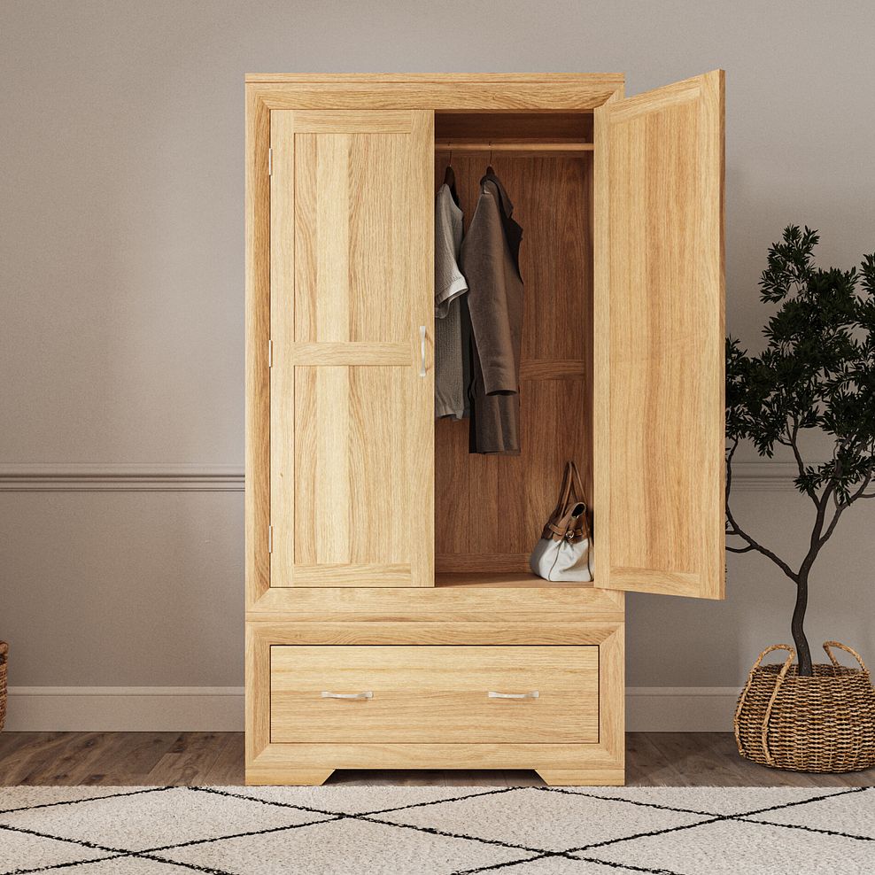 Bevel Natural Solid Oak Double Wardrobe 2