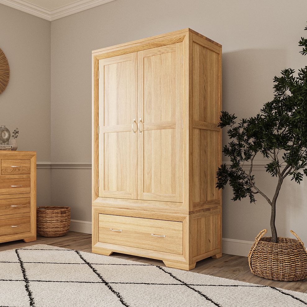 Bevel Natural Solid Oak Double Wardrobe 1