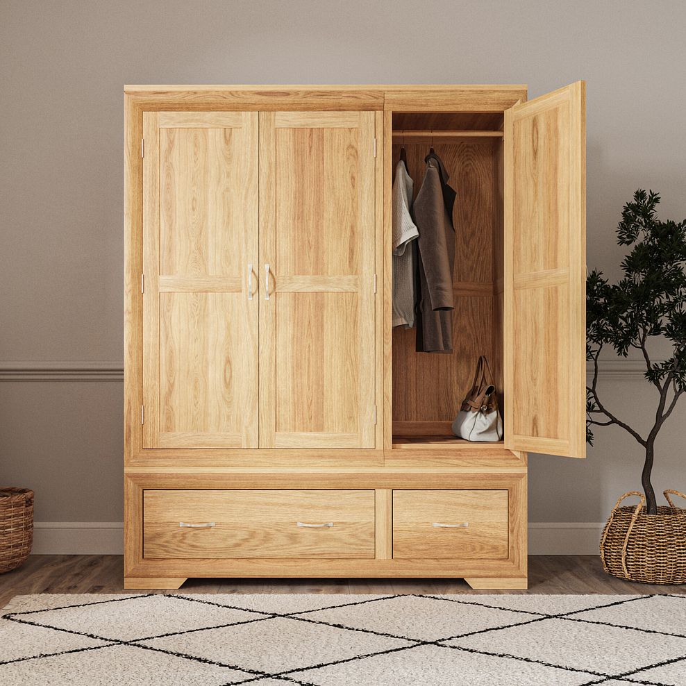 Bevel Natural Solid Oak Triple Wardrobe 3