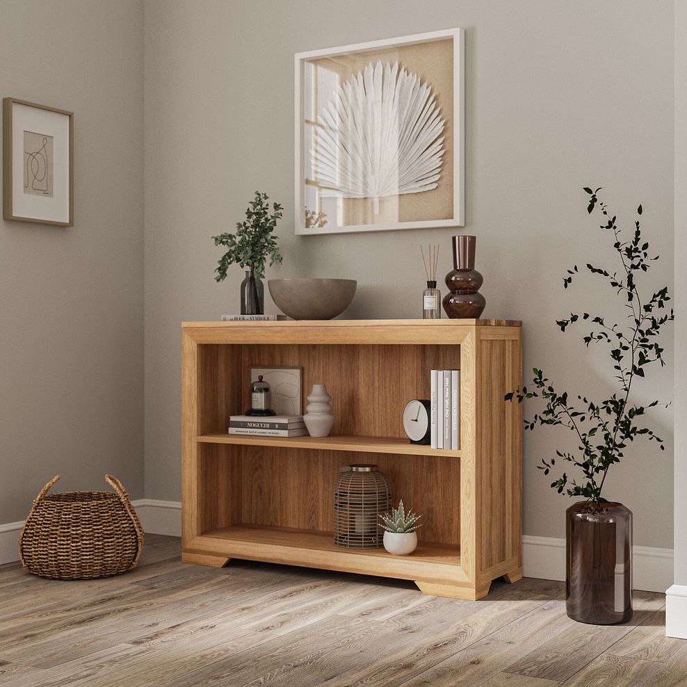 Bevel Natural Solid Oak Small Bookcase 2