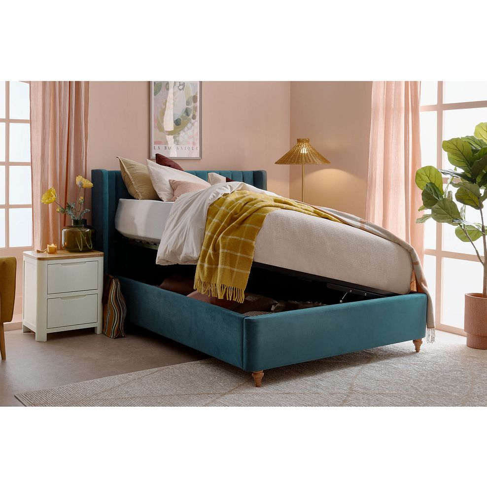 Bloomsbury Double Ottoman Storage Bed in Sunningdale Kingfisher Fabric 2