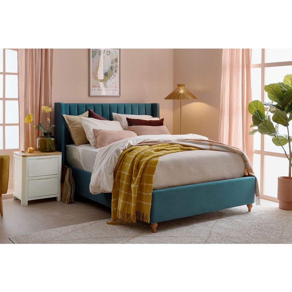 Bloomsbury Double Ottoman Storage Bed in Sunningdale Kingfisher Fabric 1