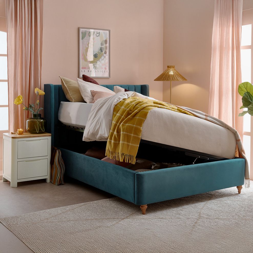 Bloomsbury Super King-size Ottoman Storage Bed in Sunningdale Kingfisher Fabric 2