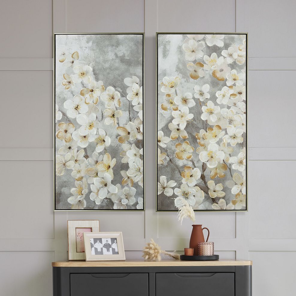 Blossom Handpainted Framed Canvas Print - Set of 2 Thumbnail 1
