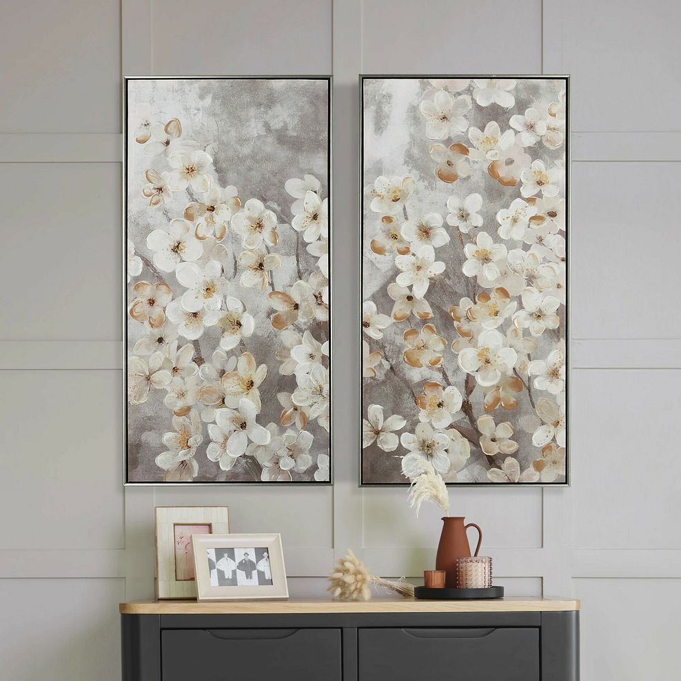 Blossom Handpainted Framed Canvas Print - Set of 2 1