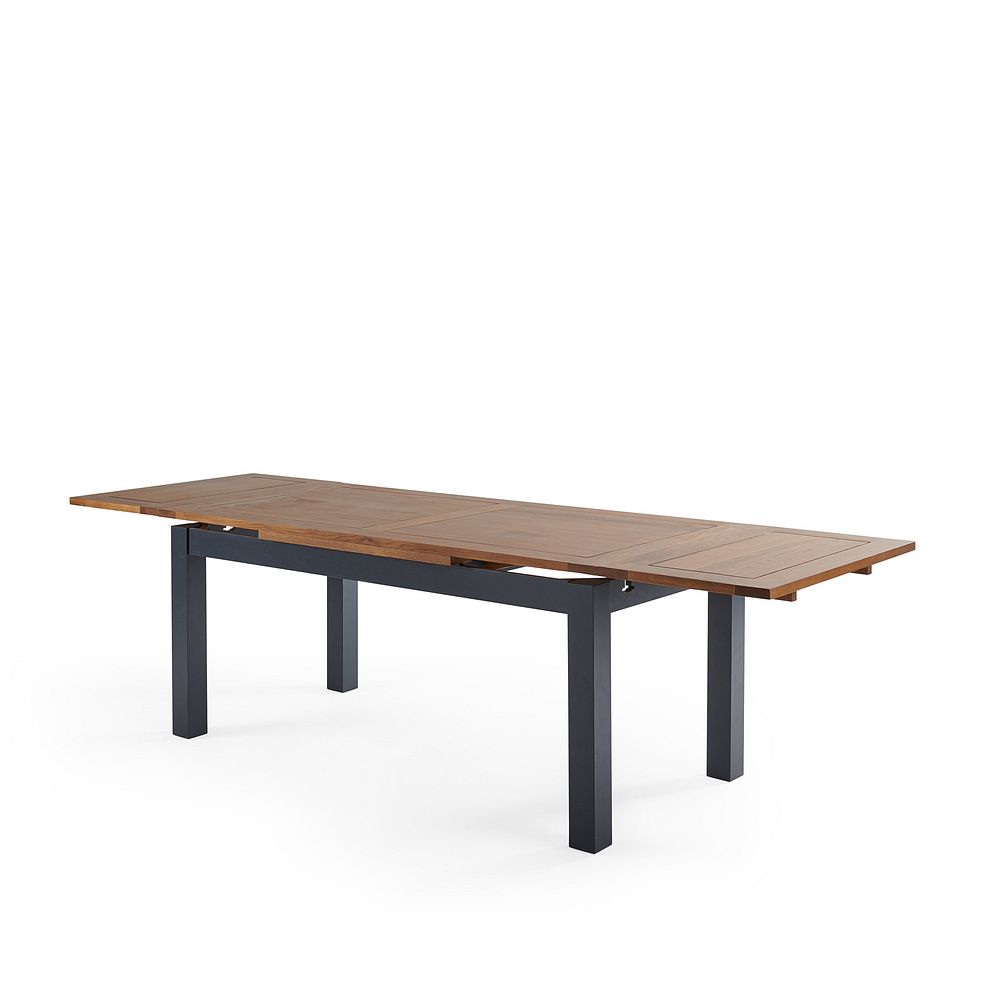 Highgate Blue Extendable Table and 6 Highgate Chairs with Plain Charcoal Fabric Pads 6