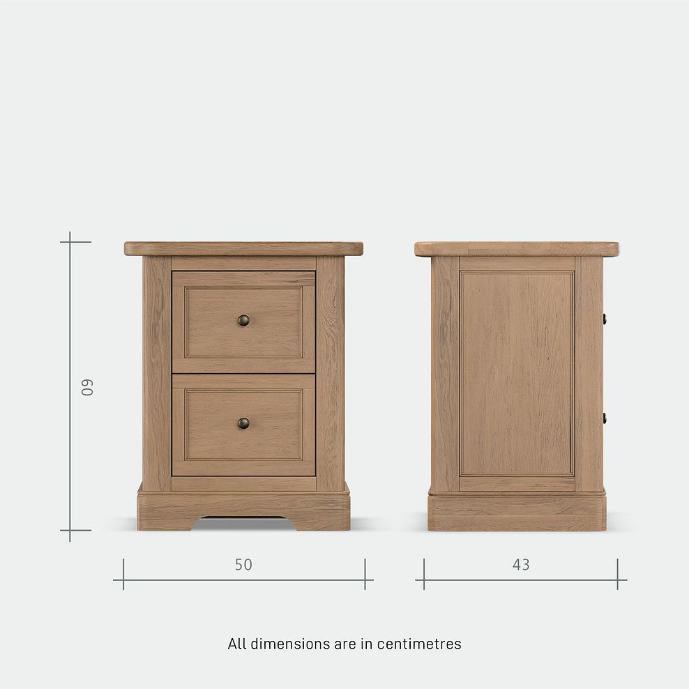 Brennan Antique Finish Solid Oak 2 Drawer Bedside 6