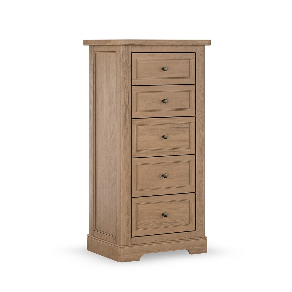 Brennan Antique Finish Solid Oak 5 Drawer Tallboy 1