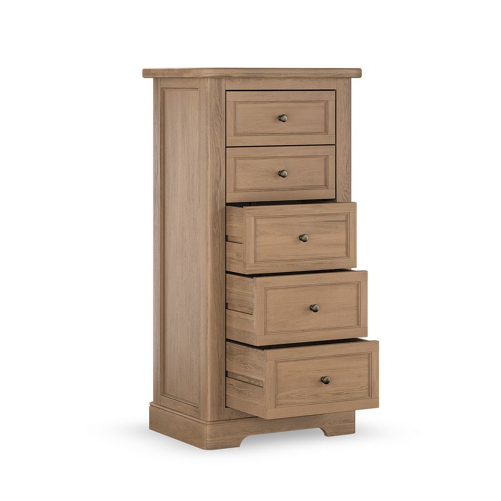 Brennan Antique Finish Solid Oak 5 Drawer Tallboy 2