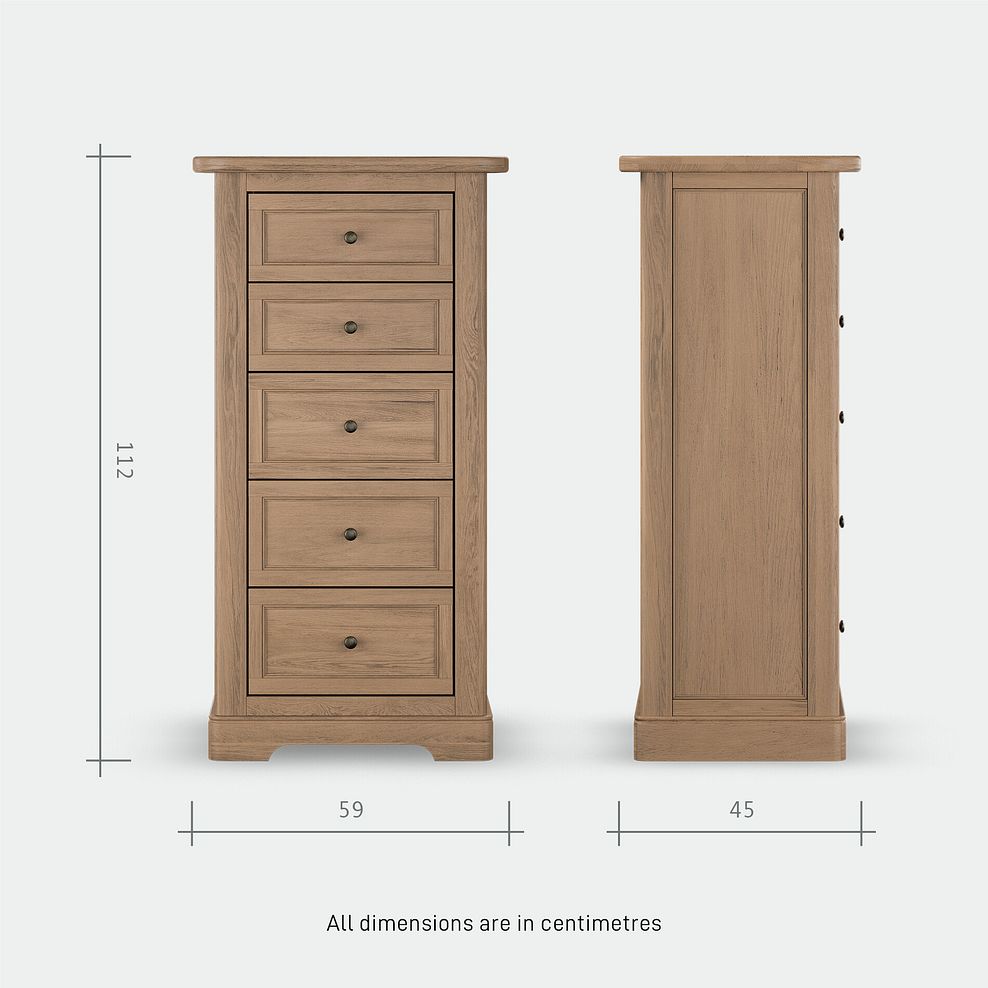 Brennan Antique Finish Solid Oak 5 Drawer Tallboy 6