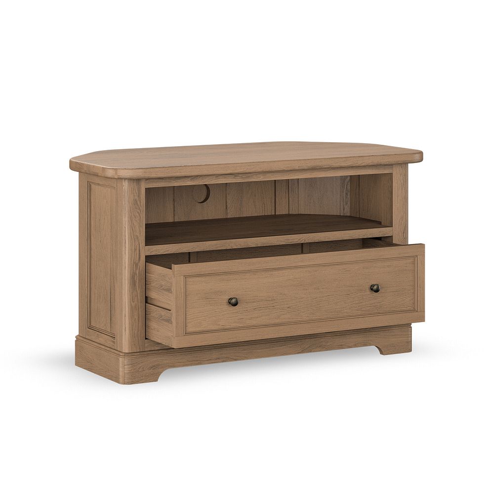 Brennan Antique Finish Solid Oak Corner TV Unit 2