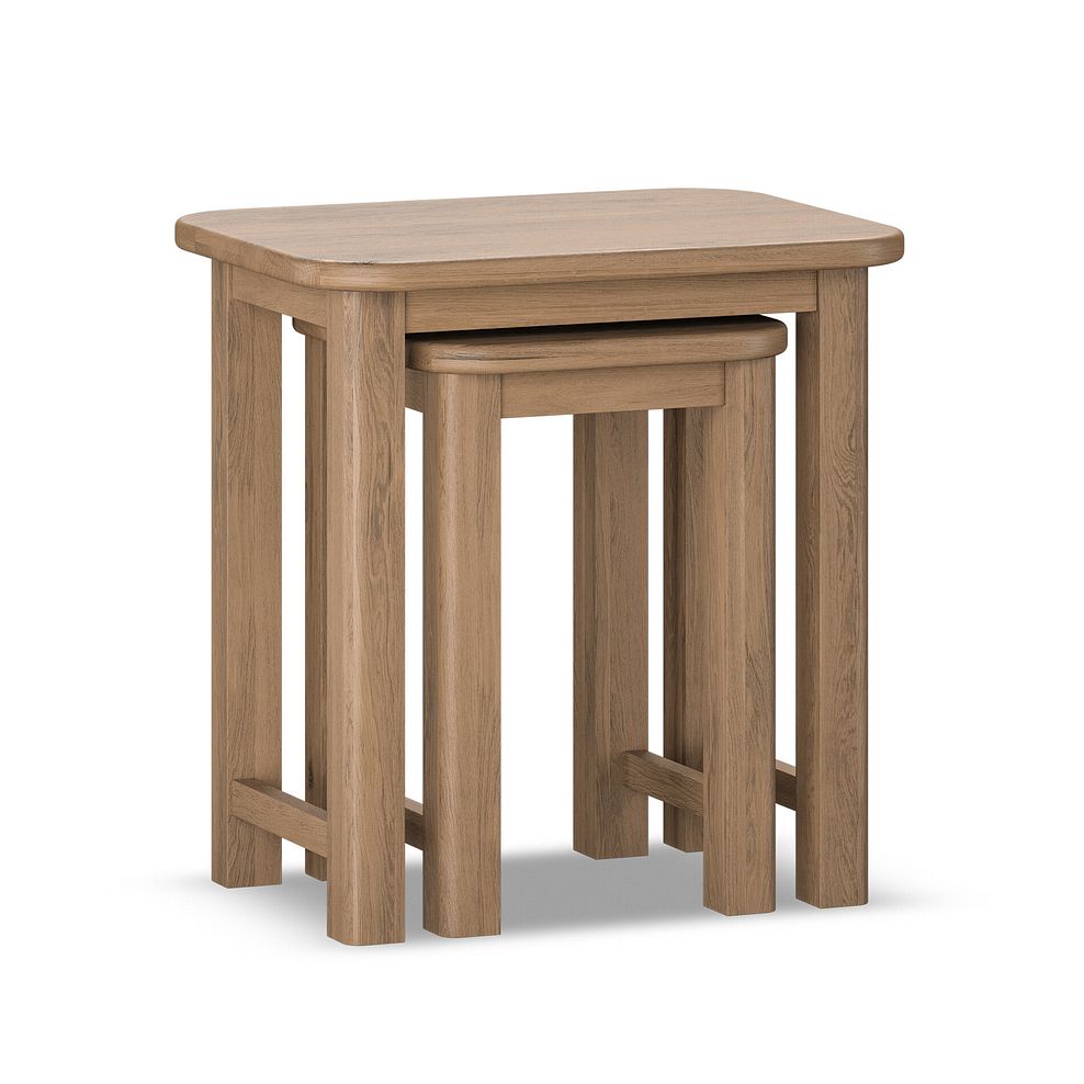 Brennan Antique Finish Solid Oak Nest of 2 Tables 2