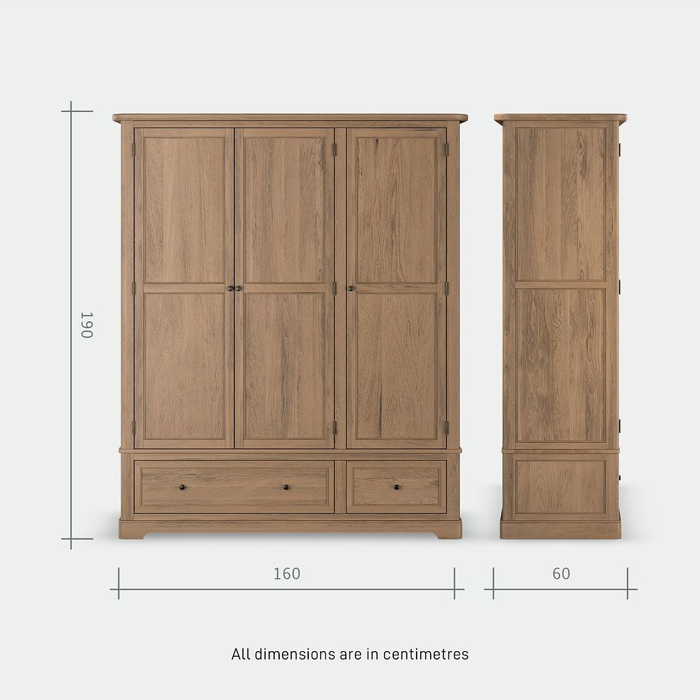 Brennan Antique Finish Solid Oak Triple Wardrobe 7