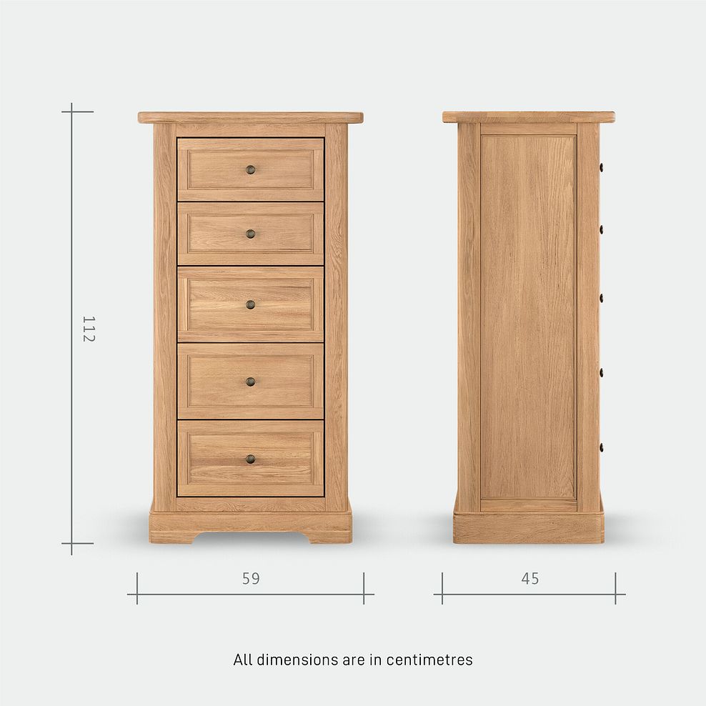 Brennan Natural Solid Oak 5 Drawer Tallboy 11