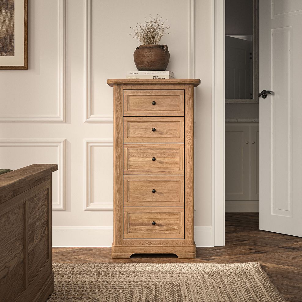 Brennan Natural Solid Oak 5 Drawer Tallboy 2