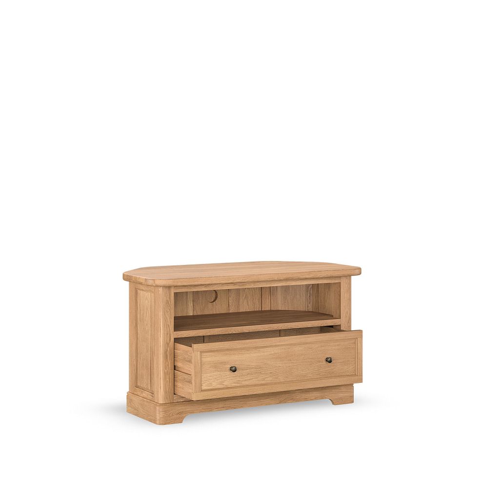 Brennan Natural Solid Oak Corner TV Unit 4