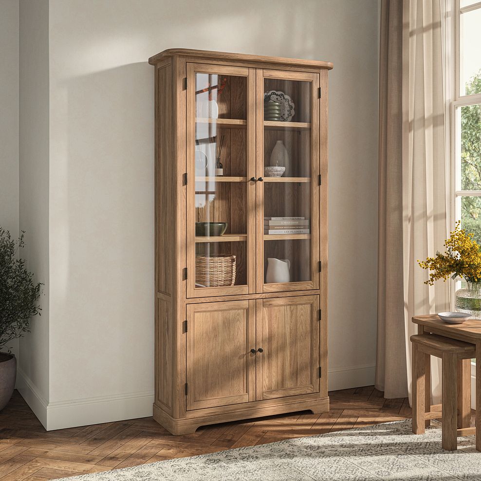 Brennan Natural Solid Oak Glazed Display Cabinet 1