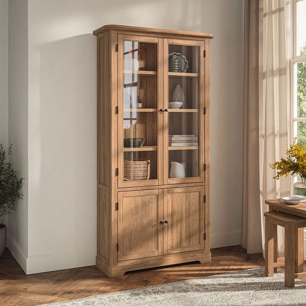 Brennan Natural Solid Oak Glazed Display Cabinet 1