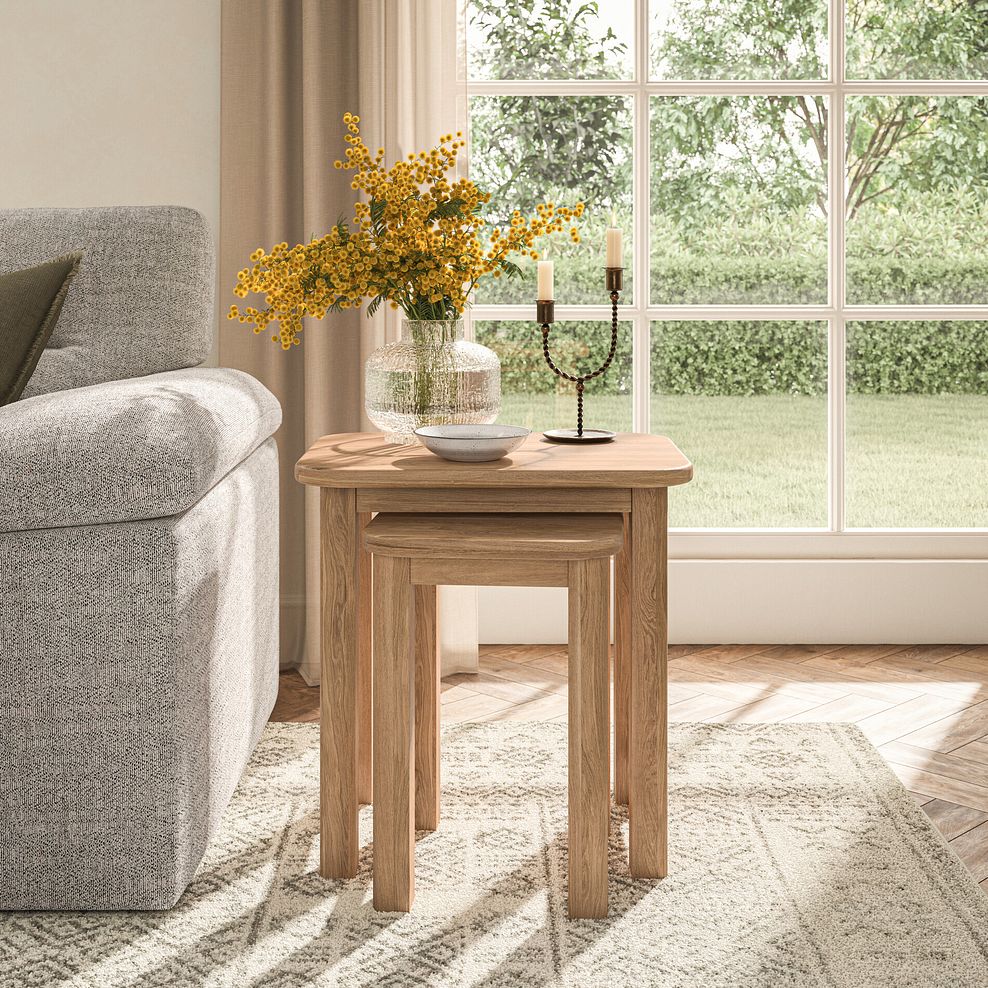 Brennan Natural Solid Oak Nest of 2 Tables 2