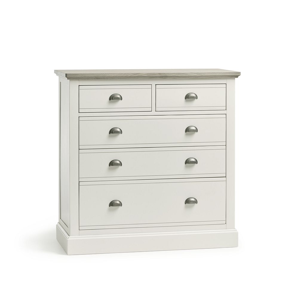 Brompton Painted Acacia and Ash Top 5 Drawer Chest (2+3) - Solid Hardwood Thumbnail 3