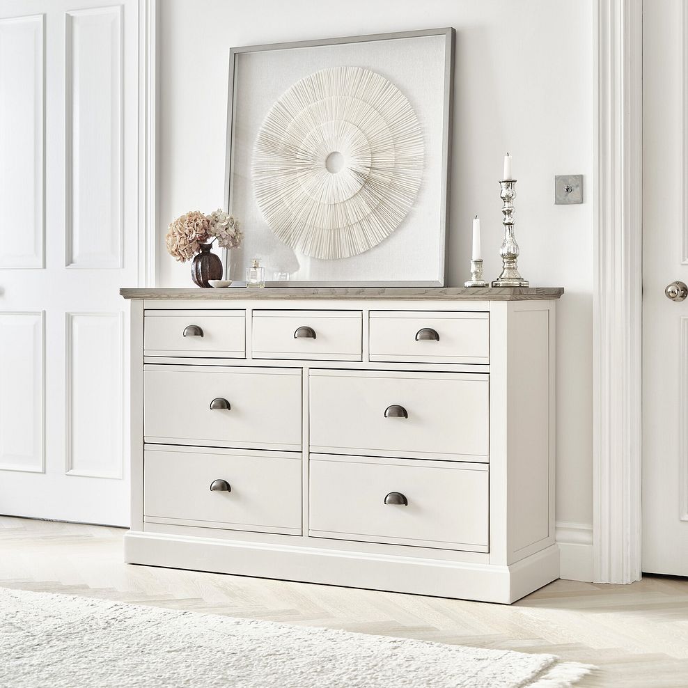 Brompton Painted Acacia and Ash Top 7 Drawer Chest (3+4) - Solid Hardwood 2