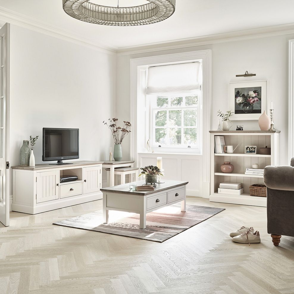 Brompton Painted Acacia and Ash Top Large TV Unit - Solid Hardwood 3